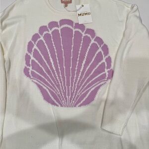 Show Me Your MuMu White Sweater with Pink Shell Design